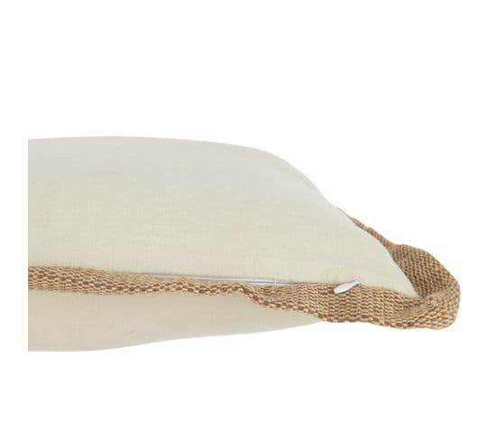 Coussin Bord Tissage Carre Polyester Beige - L 45 X L 45 X H 11 Cm