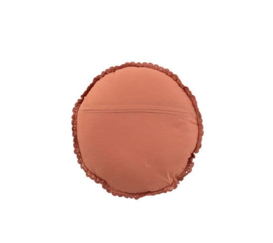 Coussin Rond Mia Dentelles Coton Marron - L 40 X L 40 X H 0 Cm