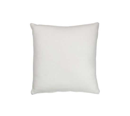 Coussin Feuilles Carre Polyester Blanc - L 43 X L 43 X H 14 Cm