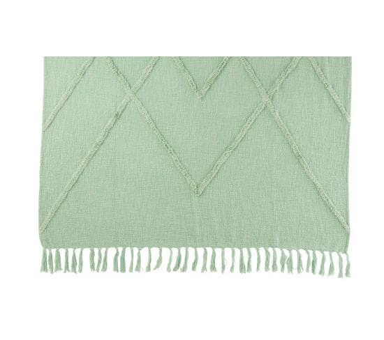 Plaid Losange Coton Polyester Vert Clair - L 130 X L 170 X H 1 Cm