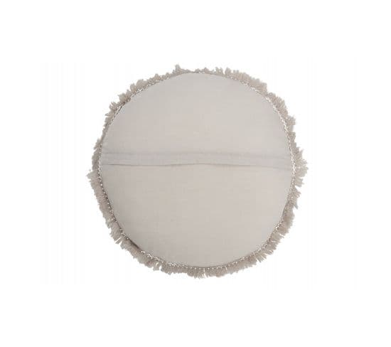 Coussin Rond Velours Coton/lin Gris - L 50 X L 50 X H 5 Cm