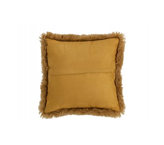 Coussin Carre Peau De Mouton Ocre - L 40 X L 40 X H 14 Cm