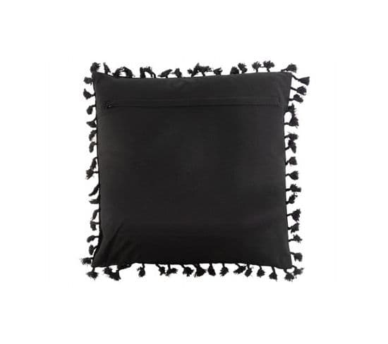 Coussin Marocain Coton Noir - L 45 X L 45 X H 4 Cm