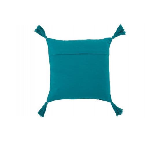 Coussin Carre Fayola Coton Turquoise - L 46 X L 46 X H 7 Cm