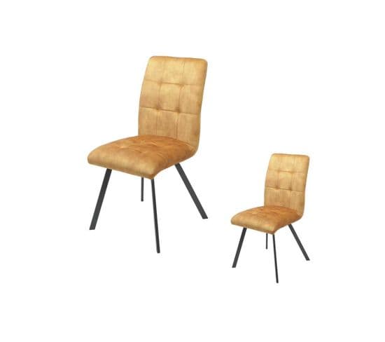 Duo De Chaises Matelassées Tissu/métal Jaune - Helia