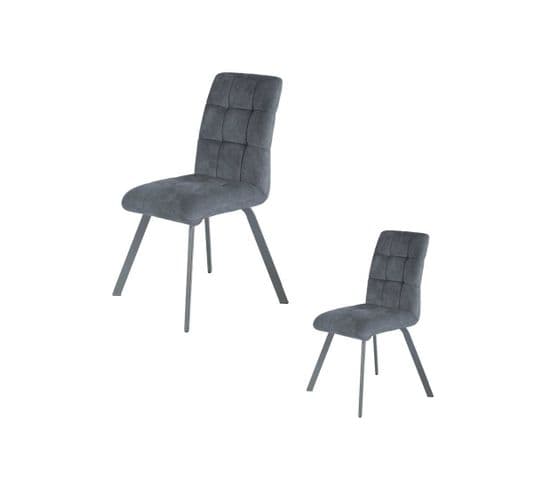 Duo De Chaises Matelassées Tissu/métal Gris - Helia