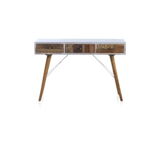 Console 3 Tiroirs Bois/blanc - Maelys