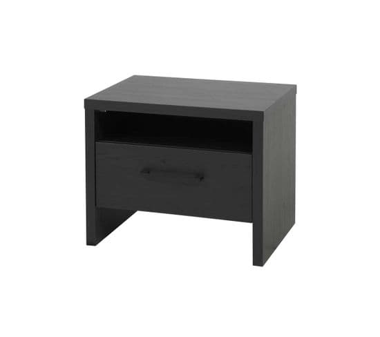 Table De Chevet 1 Tiroir 1 Niche Bois Noir - Unys