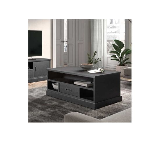 Table Basse 1 Tiroir Bois Noir - Unys