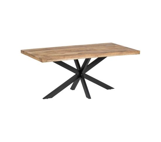 Table De Repas Rectangulaire 180 Cm Bois Brut/noir - Amandia