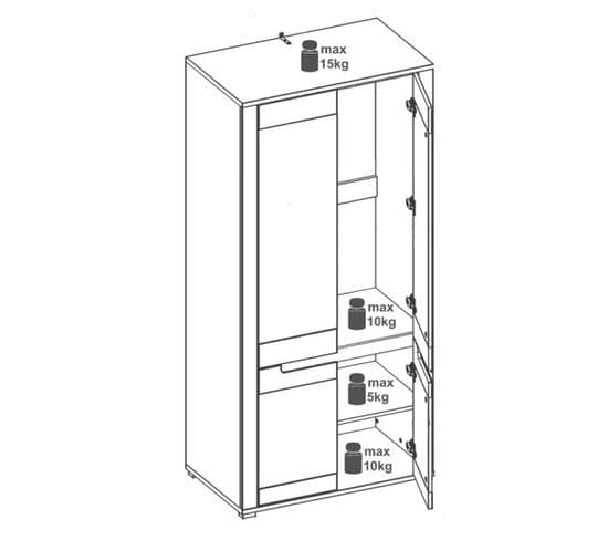 Armoire 4 Portes Chêne/gris - Cracovie - L 91 X L 54 X H 194 Cm