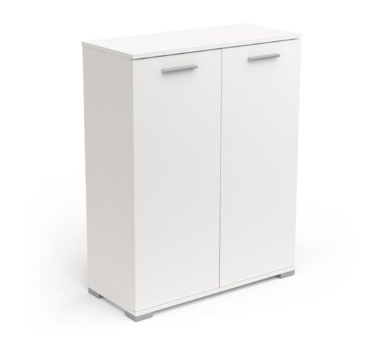 Buffet 2 Portes Blanc Mat - Zily - L 80 X L 35 X H 101 Cm