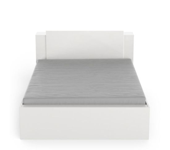 Cadre De Lit Avec Rangements 140x190/200 Blanc - Zily - L 144.5 X L 227 X H 87.5 Cm