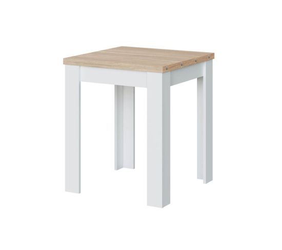 Table D'appoint Extensible Blanc/chêne Clair - Cartia - Table Ouverte : L 134 X L 67 X H 78 Cm