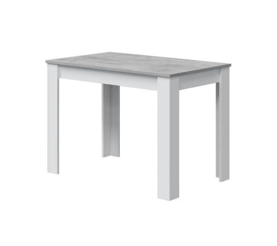 Table De Repas 109 Cm Blanc/béton Ciré Clair - Oxnard - L 109 X L 67 X H 78 Cm