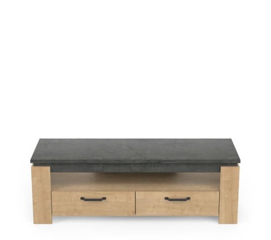 Meuble TV 140 Cm Chêne/béton Ciré - Stinau - L 140 X L 42 X H 47 Cm