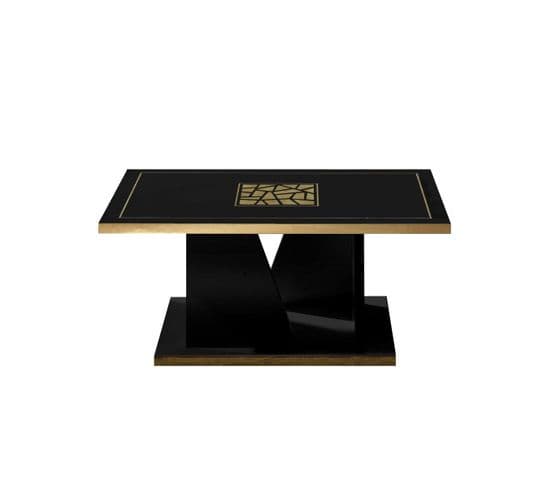 Table Basse Noir Brillant/or - Nahesa - L 110 X L 60 X H 44 Cm