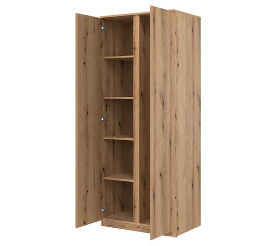 Armoire 2 Portes Battantes Bois Clair - Qiz - L 78 X L 52 X H 194 Cm