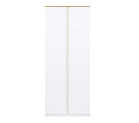 Armoire 2 Portes Battantes Blanc/bois - Qiz - L 78 X L 52 X H 194 Cm