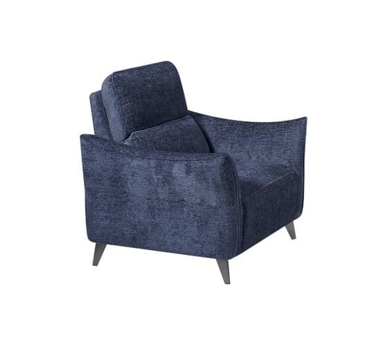 Fauteuil Relax Électrique Tissu Bleu Nuit - Carina