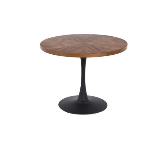 Table De Repas Ronde Bois/noir 100 Cm - Aritio