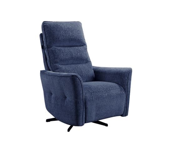 Fauteuil Relax Électrique Pivotant Bleu Nuit - Carina