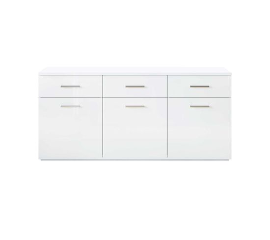 Buffet 3 Portes Blanc/blanc Laqué - Reve - L 180 X L 47 X H 83 Cm