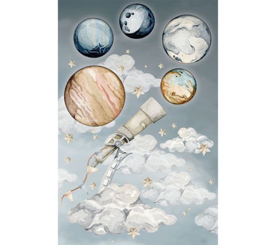 Décoration Murale Exploration Spatiale Et Astronomie 100 X 150 Cm Multicolore