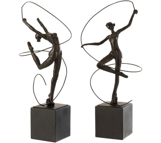 Figurines Gymnastes (x2) Marron Pierre 20x18x46cm