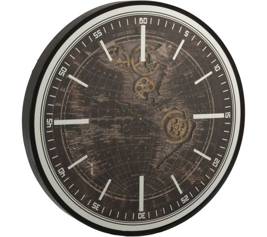 Horloge Murale Noir Bois 80x8x80cm