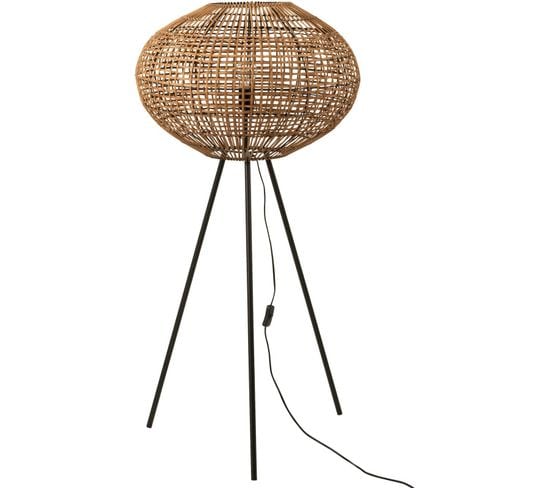 Lampadaire Bois Clair Rotin 61x61x133cm