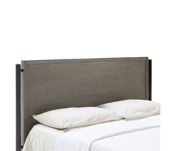 Appui-tête 190x6x110 Bois Gris/noir/métal Noir