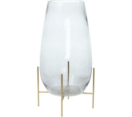 Vase Verre Transparent 23x23x47cm