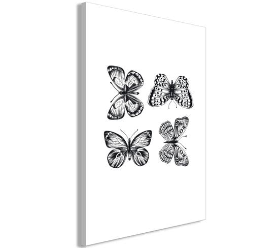 Tableau Four Butterflies (1 Part) Vertical 80 X 120 Cm Blanc