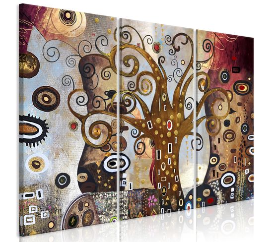 Tableau Joie De Vivre 3 Parties 120 X 80 Cm Marron