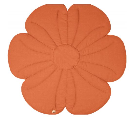 Tapis De Sol Molletonné Bébé Fleurs Orange 110x110x3cm