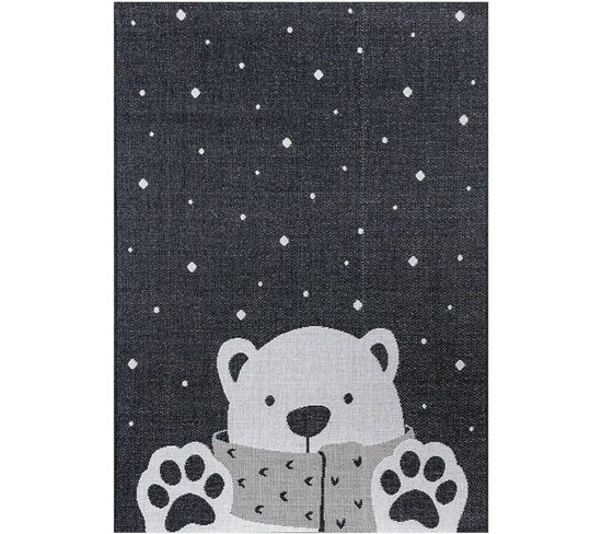 Tapis Enfant Ours Blanc 120 X 170 Cm Gris