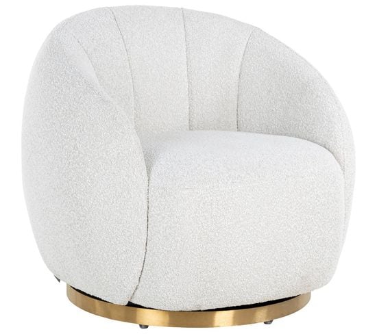 Fauteuil Pivotant Jago Bouclé 80 x 80 x 75 cm - Blanc