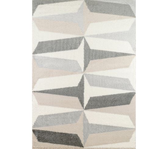 Tapis Tissé Intérieur Karena Géométrique 160 X 230 Cm Gris