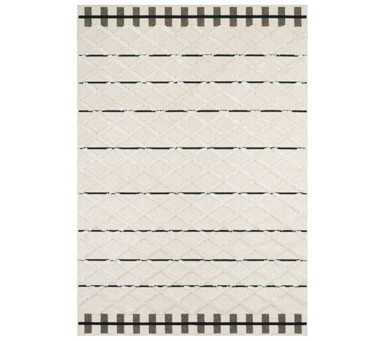 Tapis Tissé Intérieur Nala Géométrique 120 X 170 Cm Blanc