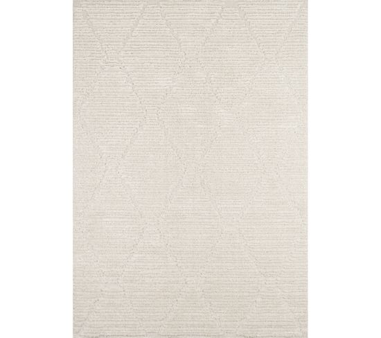 Tapis Tissé Intérieur Nala Géométrique 80 X 150 Cm Blanc