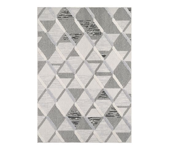 Tapis Tissé Intérieur Nala Géométrique 120 X 170 Cm Gris