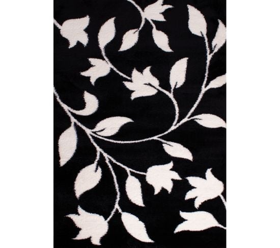 Tapis Tissé Intérieur Oslo Feuille 120 X 160 Cm Noir