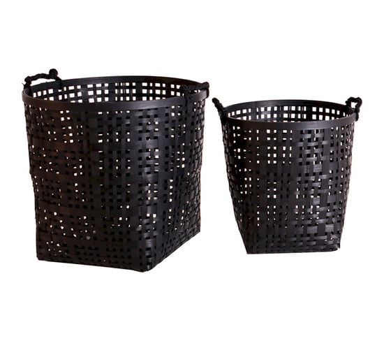 Panier Boho Chic En Bambou Noir