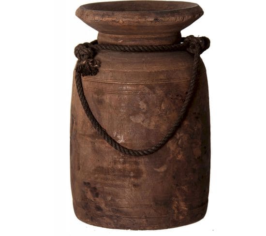 Vase Ethnique En Teka Recyclé Pour Déco Unique