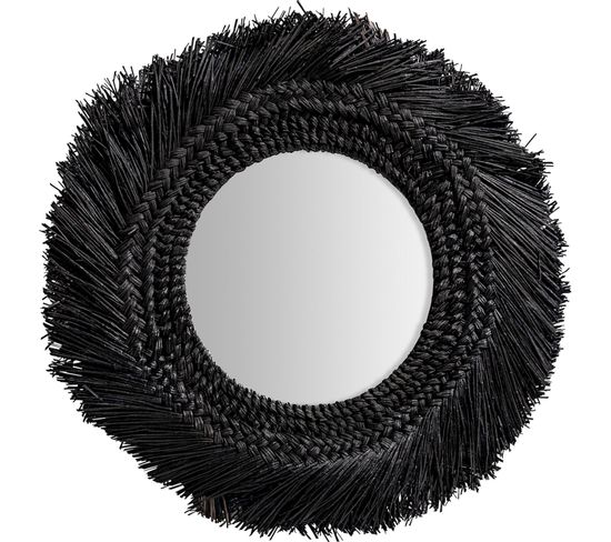Miroir Contemporain Desouk En Fibre Naturelle Noir