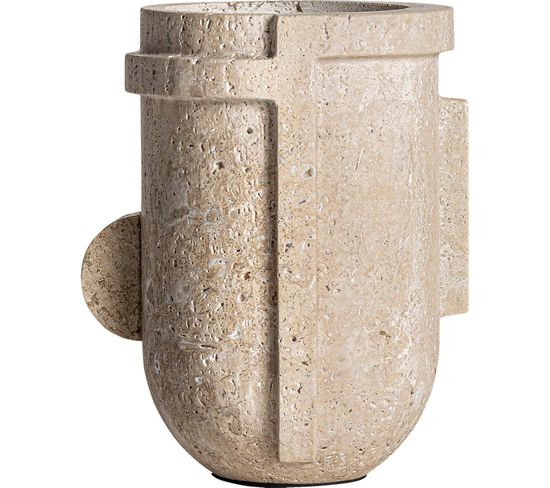 Vase Asher Beige Style Art Déco En Travertin