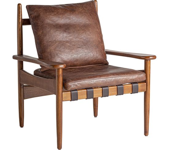 Fauteuil Shore En Cuir Vintage Marron Et Confortable