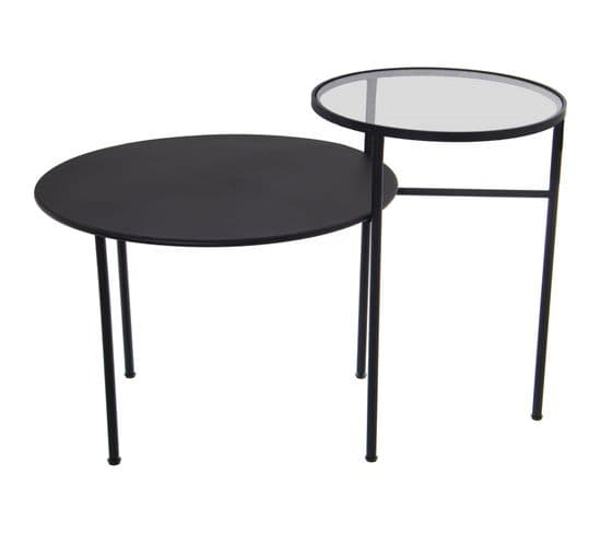 Table D'appoint Métal Noir Design Élégant Et Pratique
