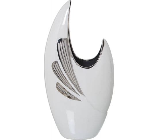 Vase Céramique Blanc Éclat D'argent Pour Déco Chic